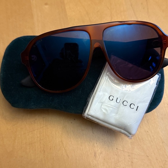 Gucci Brown Tortoise shell Aviator Sunglasses - Picture 8 of 8